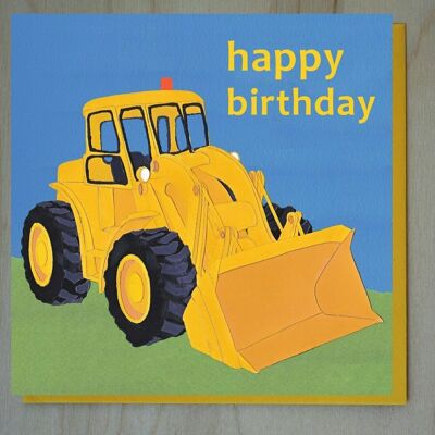 Excavadora amarilla feliz cumpleaños WND17