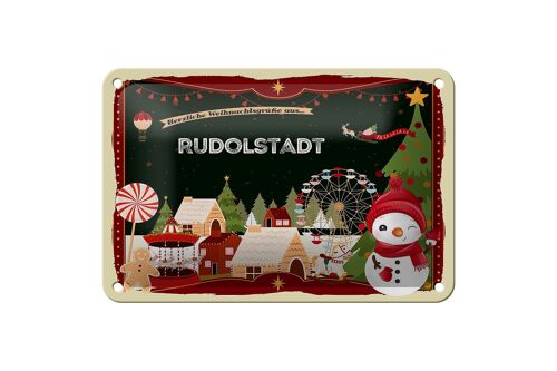 Blechschild Weihnachten Grüße RUDOLSTADT Geschenk Deko Schild 18x12cm