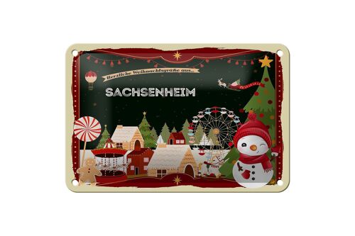 Blechschild Weihnachten Grüße SACHSENHEIM Geschenk Deko Schild 18x12cm