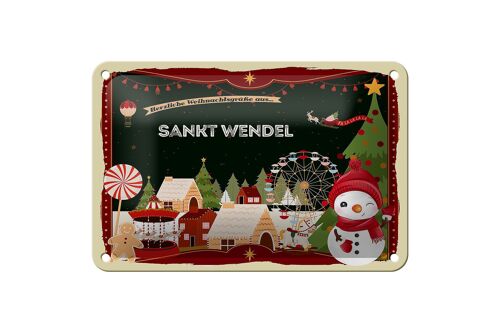 Blechschild Weihnachten Grüße SANKT WENDEL Geschenk Deko Schild 18x12cm