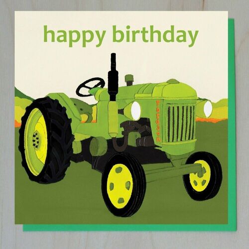 WND14 happy birthday green tractor