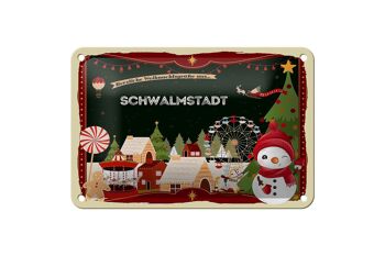 Panneau en étain Vœux de Noël SCHWALMSTADT, panneau décoratif cadeau 18x12cm 1