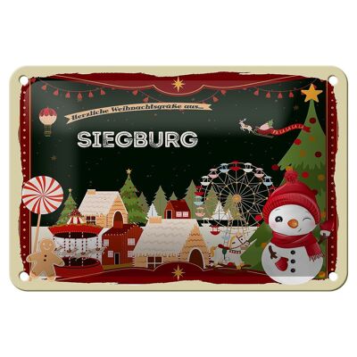 Cartel de chapa Saludos navideños SIEGBURG cartel decorativo de regalo 18x12cm