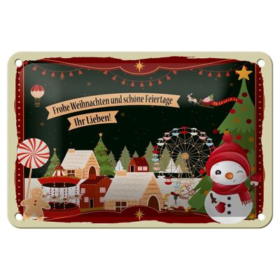 Tin sign saying Merry Christmas your loved ones gift decoration 18x12cm