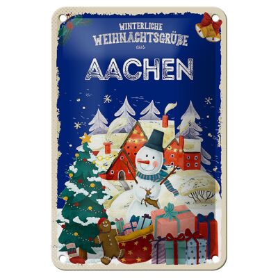 Blechschild Weihnachtsgrüße AACHEN Geschenk Deko Fest Schild 12x18cm