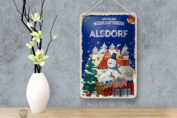 Panneau en étain "Vœux de Noël d'ALSDORF", panneau décoratif cadeau 12x18cm 4
