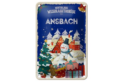 Blechschild Weihnachtsgrüße aus ANSBACH Geschenk Deko Schild 12x18cm