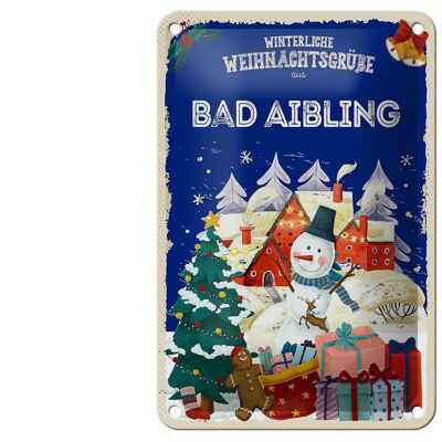 Blechschild Weihnachtsgrüße aus BAD AIBLING Geschenk Schild 12x18cm
