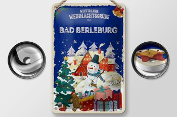 Panneau en étain Salutations de Noël BAD BERLEBURG Panneau cadeau 12x18cm 2
