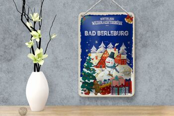Panneau en étain Salutations de Noël BAD BERLEBURG Panneau cadeau 12x18cm 4