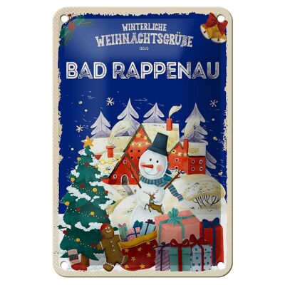 Cartel de chapa Saludos navideños de BAD RAPPENAU cartel de regalo 12x18cm