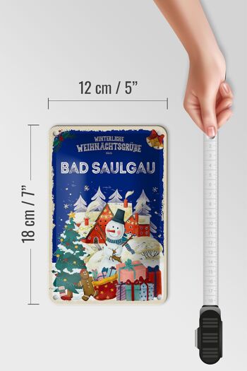 Panneau en étain Salutations de Noël de BAD SAULGAU, signe cadeau 12x18cm 5