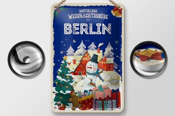 Panneau en étain Salutations de Noël de BERLIN, panneau décoratif cadeau 12x18cm 2