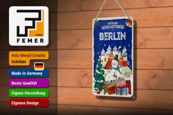 Panneau en étain Salutations de Noël de BERLIN, panneau décoratif cadeau 12x18cm 3