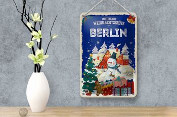 Panneau en étain Salutations de Noël de BERLIN, panneau décoratif cadeau 12x18cm 4