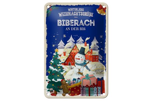 Blechschild Weihnachtsgrüße aus BIBERACH an der Riß Geschenk 12x18cm
