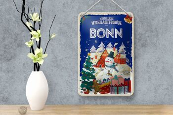 Panneau en étain Salutations de Noël de BONN, panneau décoratif cadeau 12x18cm 4
