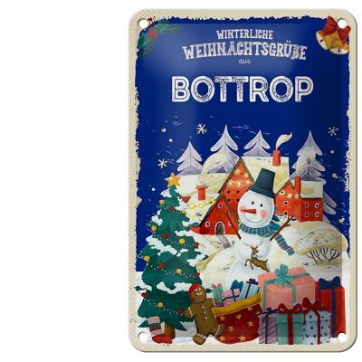 Blechschild Weihnachtsgrüße aus BOTTROP Geschenk Deko Schild 12x18cm