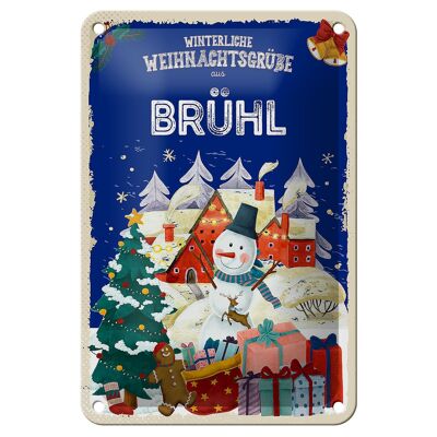 Tin sign Christmas greetings from BRÜHL gift decorative sign 12x18cm