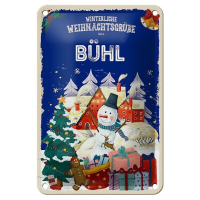 Cartel de chapa Saludos navideños BÜHL regalo decoración del festival cartel 12x18cm