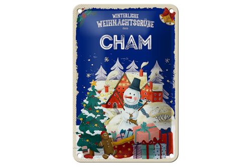 Blechschild Weihnachtsgrüße CHAM Geschenk Fest Deko Schild 12x18cm