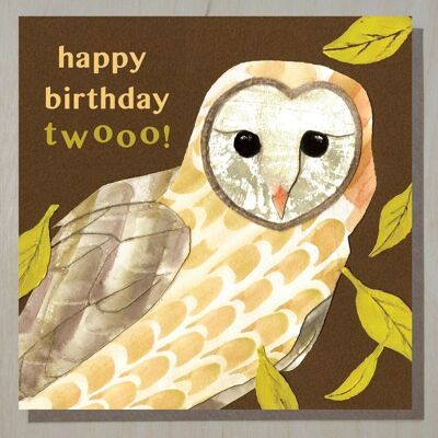 WND284 happy birthday twooo (tarjeta de cumpleaños de búho)