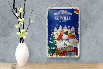 Panneau en étain "Vœux de Noël" ELTVILLE AM RHEIN, panneau cadeau 12x18cm 4