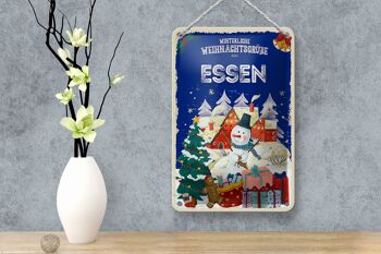 Panneau en étain Salutations de Noël d'ESSEN, panneau décoratif cadeau 12x18cm 4