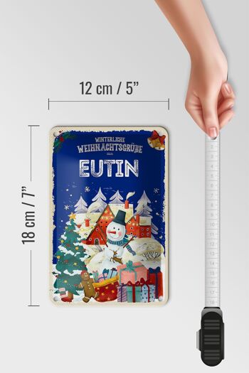 Panneau en étain Salutations de Noël de EUTIN, panneau décoratif cadeau 12x18cm 5