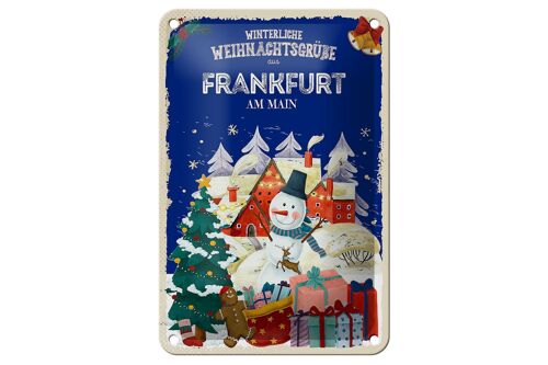 Blechschild Weihnachtsgrüße FRANKFURT AM MAIN Geschenk Deko 12x18cm