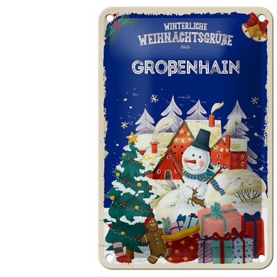 Blechschild Weihnachtsgrüße GROßENHAIN Geschenk Deko Schild 12x18cm