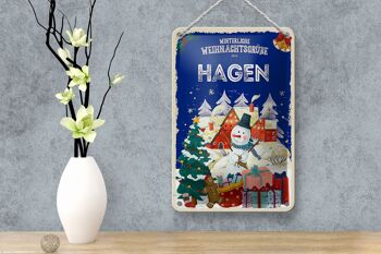 Panneau en étain pour vœux de Noël, décoration cadeau HAGEN, signe FEST 12x18cm 4