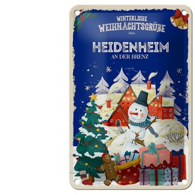 Blechschild Weihnachtsgrüße HEIDENHEIM AN DER BRENZ Geschenk 12x18cm