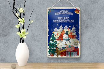 Plaque en tôle Salutations de Noël HEILBAD HEILIGENSTADT cadeau 12x18cm 4