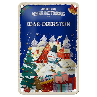 Cartel de chapa Saludos navideños IDAR-OBERSTEIN decoración de regalo 12x18cm