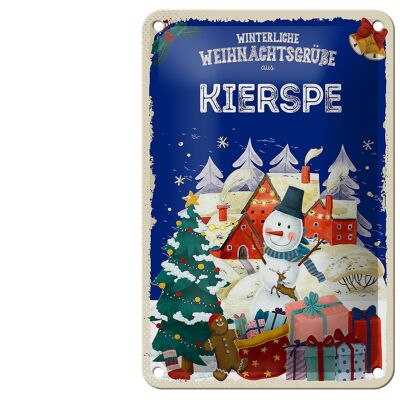 Blechschild Weihnachtsgrüße aus KIERSPE Geschenk Deko Schild 12x18cm