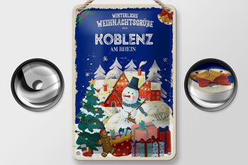 Panneau en étain "Vœux de Noël" KOBLENZ AM RHEIN, décoration cadeau 12x18cm 2