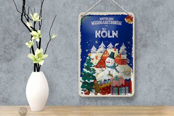 Panneau en étain Salutations de Noël de COLOGNE, panneau décoratif cadeau 12x18cm 4