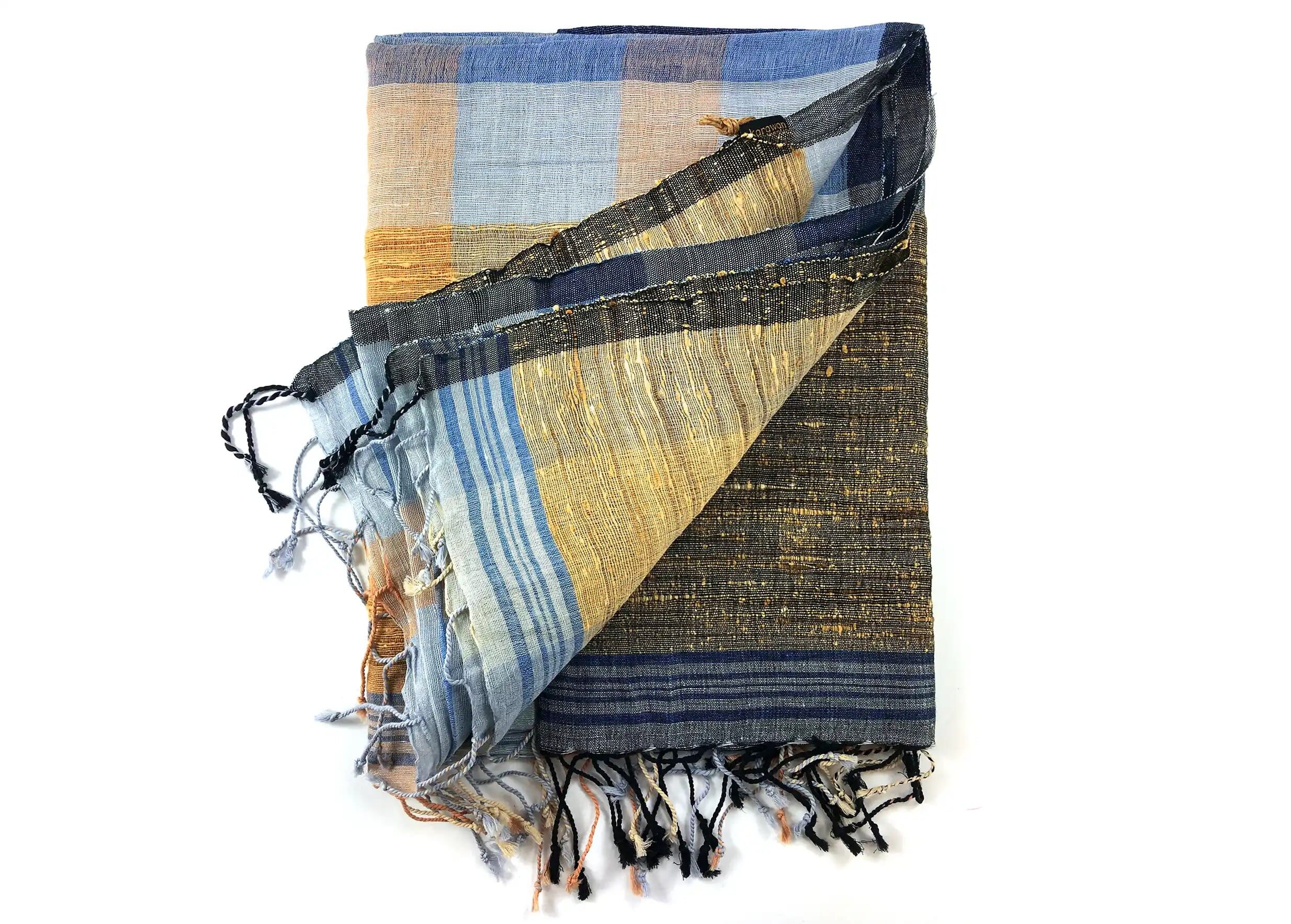 “CHES” LINEN, ORGANIC COTTON AND JUTE STOLE