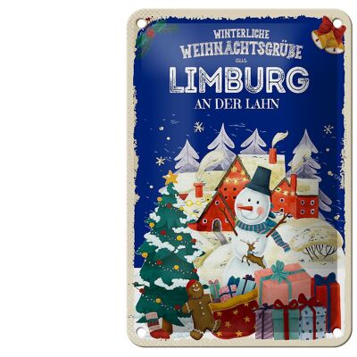 Blechschild Weihnachtsgrüße LIMBURG AN DER LAHN Geschenk Deko 12x18cm