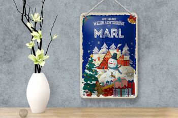 Panneau en étain Salutations de Noël de MARL, panneau décoratif cadeau 12x18cm 4