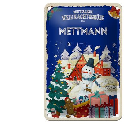 Blechschild Weihnachtsgrüße METTMANN Geschenk Deko Schild 12x18cm