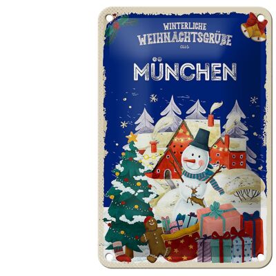 Blechschild Weihnachtsgrüße aus MÜNCHEN Geschenk Deko Schild 12x18cm