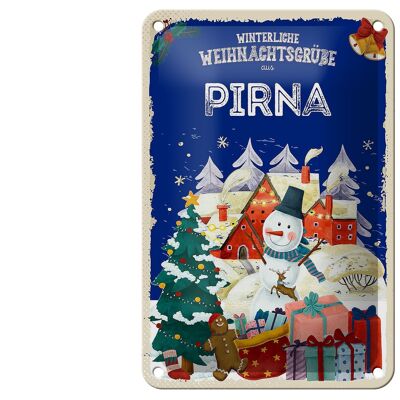 Blechschild Weihnachtsgrüße PIRNA Geschenk FEST Deko Schild 12x18cm