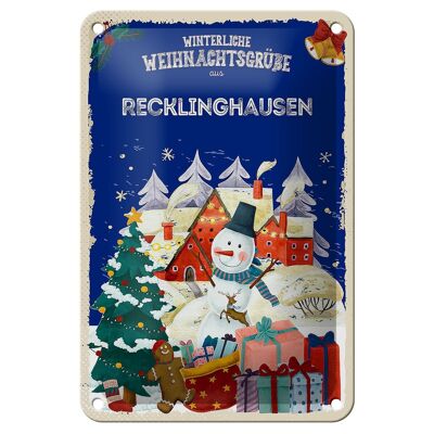 Tin sign Christmas greetings from RECKLINGHAUSEN gift decoration 12x18cm