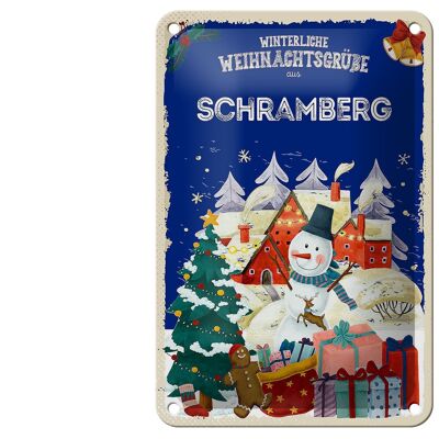 Blechschild Weihnachtsgrüße SCHRAMBERG Geschenk Deko Schild 12x18cm