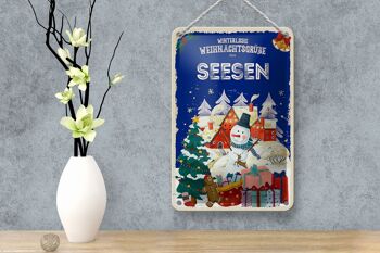 Panneau en étain Salutations de Noël de SEESEN, panneau décoratif cadeau 12x18cm 4
