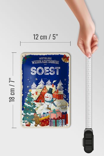 Panneau en étain Salutations de Noël de SOEST, panneau décoratif cadeau 12x18cm 5