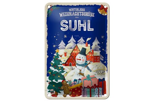 Blechschild Weihnachtsgrüße aus SUHL Geschenk Deko Schild 12x18cm