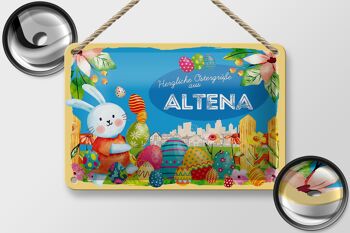 Plaque en tôle Pâques Salutations de Pâques 18x12cm Décoration cadeau ALTENA 2